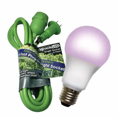 MIRACLE LED Single Socket Grow Light Cord System: Bulb Included, For Bulb Type A, 120V AC - String Fixture Kits