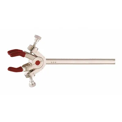 OHAUS Wall Clamp: Dual Adjust Clamp, Zinc, 6 in Overall Lg, 3 Prongs - Lab Clamps