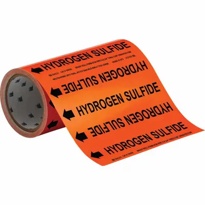 BRADY Hydrogen Sulfide Adhesive Pipe Marker on a Roll - Hydrogen Sulfide Adhesive Pipe Markers on a Roll