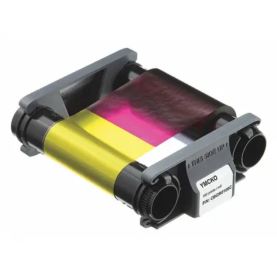 ID Card Printer Ribbon: Full Color, 100 Prints per Roll, 8 in Overall Ht - Ribbons for ID Card Printers