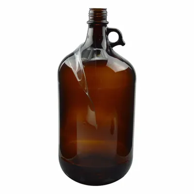 QORPAK Jug: Amber, Glass, 4 L, 158 mm, 341 mm Overall Ht, Screw On Cap - Glass Jugs