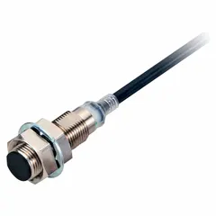 Shielded inductive cylindrical proximity sensor with a normally open (NO) output, rated for 10-30V DC supply. Features a 3-wire configuration with a 2-meter non-terminated cable. Suitable for non-contact detection of metal objects in industrial automation applications such as position sensing and part presence verification.