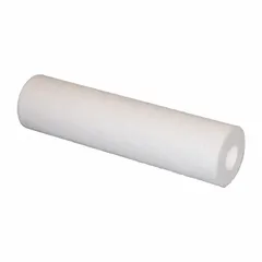 Melt blown polypropylene filter cartridge with 10 micron rating and 10 gpm flow rate. Overall height 20 in. Suitable for sediment removal in water filtration systems, including pre-filtration for reverse osmosis or general process water treatment.