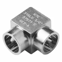 This stainless steel compression fitting connects 1/2 inch OD tubing in high-purity gas and chemical systems. It is used in applications requiring leak-tight, contamination-free connections, such as semiconductor, pharmaceutical, and analytical instrumentation.