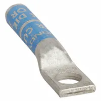 One-hole compression lug for terminating 6 AWG stranded copper wire to a 1/4 in stud. Constructed from copper with a long barrel design. Suitable for permanent, low-resistance connections in power distribution and control panel applications