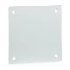 Steel back panel with powder-coated finish for interior mounting of electrical components inside enclosures. Overall height 28 inches, overall width 28 inches. Provides a rigid surface for securing devices such as contactors, terminals, and relays.