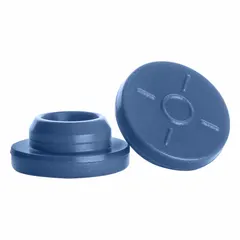 Synthetic rubber stopper made of bromobutyl material in gray color. Stopper Size 20 with top diameter 18.8 mm, bottom diameter 13.3 mm, and overall height 8 mm. Complies with EP 2.6.1 standards. Used for sealing pharmaceutical vials and laboratory containers requiring gas-tight closure.