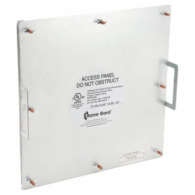 FLAME GARD Duct Access Door: 15 in x 15 in, 16 ga, Steel, Thumbscrews, 2,300°F Max Temp Rating - Fire-Rated Flat Access Doors