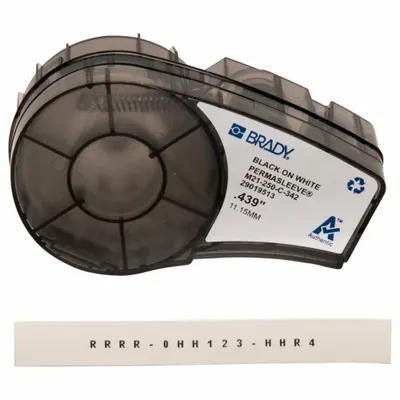 BRADY Sleeve Label: 7/16 in, Polyolefin, White (Matte) - Brady Continuous Sleeve Label Roll Cartridges