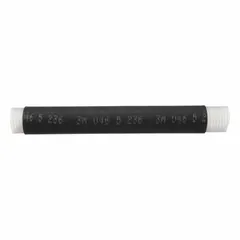 This cold shrink tubing is made of black EPDM rubber with a 1.38-inch inner diameter before shrinking and a 0.66-inch inner diameter after shrinking, in a 12-inch length. It is used for electrical insulation and sealing of cables and connectors, providing a moisture-resistant seal without requiring heat for installation.