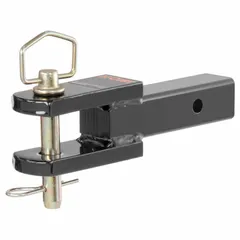 This CURT ball mount is a non-adjustable, Class III towing accessory made from carbon steel with a corrosion-resistant powder-coated finish. It fits a 2-inch hitch receiver and includes a clevis pin and clip for secure attachment. Suitable for connecting a trailer coupler to a vehicle for towing trailers, boats, or equipment within the vehicle's rated capacity.
