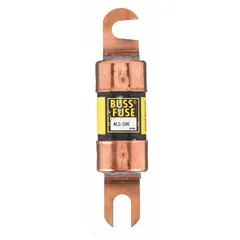 Bolt-on, general purpose fuse rated 500 A at 48 V DC. Non-indicating, fast-acting design for high-current DC protection. Suitable for use in electric forklift power circuits and other industrial equipment requiring reliable overcurrent limitation.
