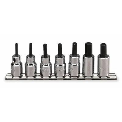 PROTO Socket Bit Set: 1 - 25 Pieces, 3/8 in Drive Size, 7 Pieces - Hex Bit Socket Sets