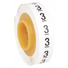 Replacement roll for wire marker dispensers containing 576 black-on-white polyester film labels with legend '3'. Suitable for identifying wires and cables in industrial electrical installations. Rated for continuous use from -40°F to 250°F.