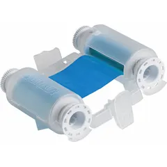 Blue resin ribbon for single-color printing, solvent-resistant and RoHS compliant (2011/65/EU). Designed for use with Brady M710 printers (compatible part M710-WB-SFID). Suitable for industrial labeling applications requiring chemical resistance.