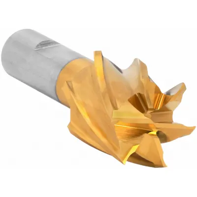 CLEVELAND Square End Mill: High Speed Steel, TiN Coated, 6 Flute, 1-1/2" Mill Dia - General Purpose High-Speed Steel Square End Mills