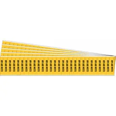 Yellow adhesive pipe marker with yellow legend reading 'Clean Dry Air' for identifying clean dry air lines. Fits pipe O.D. 3/4 in and smaller. Supplied as a 5-pack of 28 markers each (140 total). No arrows. Suitable for industrial piping systems where compressed air has been dried and filtered.