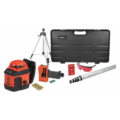 JOHNSON LEVEL Rotary Laser: 800 ft Range w/Receiver, Red Beam, Horizontal, ±3/16 in @ 50 ft - Horizontal-Beam Rotary Laser Levels