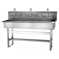 SANI-LAV Wash Station: 45 in Overall Ht, 57 in Bowl Lg, 8 in Bowl Dp, 0.5 gpm Flow Rate, 16 ga (MPN 56FFL-0.5)