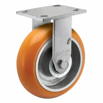 ALBION Caster: Rigid, No Brake, Polyurethane, 8 in Wheel Dia, 2 in Wheel Wd - Medium-Duty Plate Casters