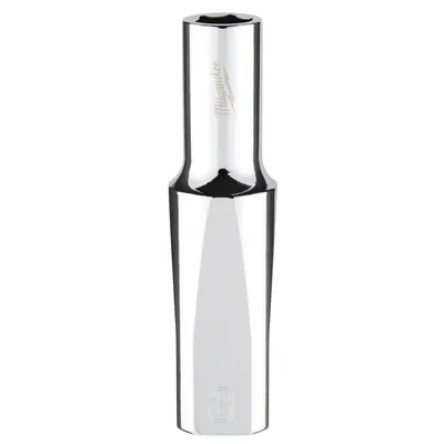 MILWAUKEE Deep Well Socket: Metric, 3/8 in Drive Size, 8 mm Socket Size, 6-Point - Anti-Roll Hand Sockets