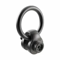 Side-pull pivot and rotate hoist ring with 5/8"-11 thread and 2,500 lb maximum load capacity. Constructed of nickel-plated steel for corrosion resistance. Designed for lifting and positioning loads where the lifting force is applied at an angle, allowing the ring to pivot and rotate under load.