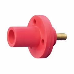 Male single pole receptacle with straight taper nose mating and threaded stud termination. Rated for 600V AC/600V DC. Suitable for use in industrial power distribution systems, switchgear, and control panels requiring secure high-voltage connections.
