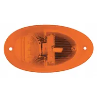 LED oval surface-mount marker light with amber lens and hole mount. Features a Delphi GT 150 connector and SAE P2 lens code. Overall height 1 inch. Used as side marker or turn signal on trailers, trucks, and heavy equipment to indicate vehicle width and turning intentions