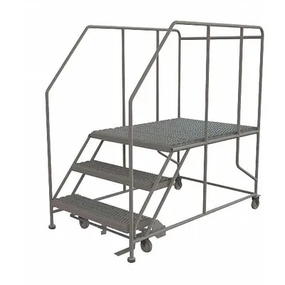 TRI-ARC Mobile Work Platform: 2.5 ft Platform Ht - Max, 36 in x 47 in, Steel - Manual-Lock Rolling Single-Access Platforms