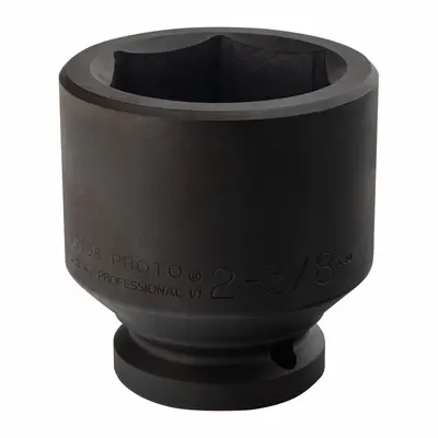 PROTO Impact Socket: SAE, 2 3/8 in Socket Size, 6-Point, Std, 3 57/64 in Overall Lg - #5 Spline Drive SAE Impact Sockets