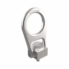 This hoist ring is designed for lifting and pulling operations where the pivot and swivel action allows the ring to align with the load direction, reducing side-load stress on the fastener. It is constructed from black oxide-coated steel for corrosion resistance. Thread size is M10-1.50 with a maximum load capacity of 990 lb. Typical applications include rigging, machinery handling, and overhead lifting.