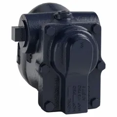 Cast iron C-pattern float and thermostatic steam trap with 1 1/4 in FNPT connection. Rated for 2,500 lb/hr condensate capacity at 75 psi maximum operating pressure and 377°F maximum temperature. Stainless steel float. Designed for horizontal installation in steam distribution and process systems to automatically drain condensate while preventing steam loss.