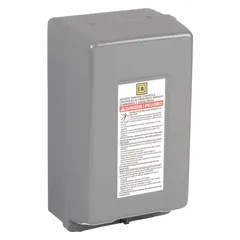 NEMA-rated enclosure for housing 2 and 3 pole definite purpose contactors from the 8910DP and 8910DPA series. Measures 8.5 in x 4.85 in x 4.03 in. Suitable for industrial motor control applications requiring protection of contactors and starters.