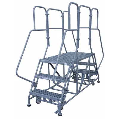 COTTERMAN Mobile Work Platform: 3.3 ft Platform Ht - Max, 24 in x 72 in, Steel - Manual-Lock Rolling Dual-Access Platforms