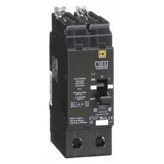 Bolt-on miniature circuit breaker from the EDB & EGB Series, rated 100 A, 2-pole, single phase, 277/480V AC with an interrupting capacity of 18kA at 277/480V AC. Designed for overload and short-circuit protection in Square D NF panelboards, suitable for commercial and industrial electrical distribution systems.
