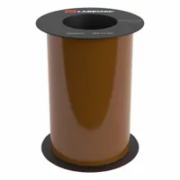 Continuous label roll for thermal transfer printing, compatible with LabelTac 6 printers. Vinyl construction with brown gloss finish, rated for indoor and outdoor use. Used for creating durable identification labels such as pipe markers, safety signs, and equipment tags