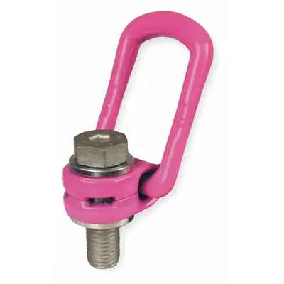RUD CHAIN Hoist Ring: Pivot/Swivel, Steel w/Pink Powder-Coated Bail, 1/2"-13, Max. 2,200 lb - Pivot & Rotate Hoist Rings