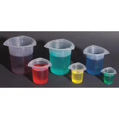 Tri-Pour Beaker: Low Form, Polypropylene, Translucent, 800 mL, Printed Graduations