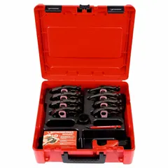 This jaw and ring set is designed for use with compact press tools to create press connections on copper pipe. The MaxiPro set includes six compact press jaws covering pipe sizes from 1/4 in to 1-1/8 in. Suitable for plumbing and mechanical piping applications.