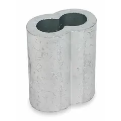 Copper oval sleeve for swaging onto 3/32 inch diameter wire rope to form permanent loops or terminations. Zinc-plated finish provides corrosion resistance. Suitable for rigging, lifting, and industrial cable assemblies. Pack of 25.