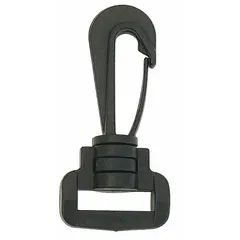 Light-duty spring snap with a 1/4 in wire-gate opening and plastic construction. Suitable for non-lifting tasks such as securing light loads or organizing equipment. Not for lifting applications.