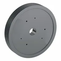 Cast-iron V-belt pulley with 4 grooves, 27.4 in outside diameter, and 27 in pitch diameter for C belt section. Bushed bore type F for secure shaft mounting. Suitable for power transmission in industrial machinery using C or CX V-belts