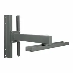 Surface-mount bracket designed for use with electric heaters rated 15 to 25 kW. Measures 5-1/2 in x 20-1/2 in with a gray finish. Includes mounting hardware for secure installation on walls or ceilings in commercial or industrial spaces.