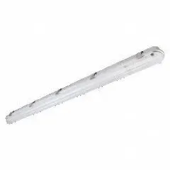 LED linear luminaire delivering 6,800 lm with selectable 3000K/4000K/5000K color temperatures. Operates on 120 to 347V AC input at 50 W fixture wattage. Type III distribution pattern. Gray housing. Suitable for parking garages, canopies, and covered walkways.