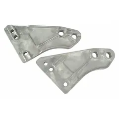 Axle cast brackets designed for mounting and securing the axle on hand trucks. Used in material handling to support wheel assemblies and ensure stable movement during transport of goods.