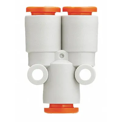 SMC KQ2U13-00A Push-Fit Wye Fitting, 1/2 in OD x 1/2 in OD x 1/2 in OD, White - Polybutylene & Brass Tube Fittings