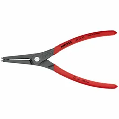 External retaining-ring pliers for installing and removing circlips on shafts with diameters from 40 mm to 100 mm. Tip diameter 0.091 in, overall length 8 7/8 in. Suitable for industrial maintenance, automotive repair, and machinery assembly.