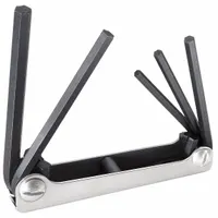 KLEIN TOOLS Hex Key Set: 1 - 5 Pieces, Folding, SAE, Std End, Short, 1 Pieces, Folding Holder, Satin (MPN 70579)
