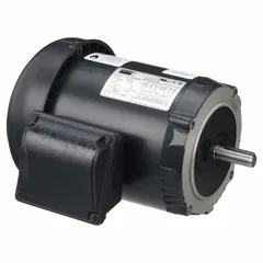 Totally enclosed fan-cooled (TEFC) 3-phase AC motor with C-Face mounting for direct coupling to pumps, gearboxes, and other industrial equipment. Rated 1/3 hp, 230/460V AC, 1765 RPM at 60 Hz, with full load current of 1.25/0.624 A. Suitable for factory floors and light-duty material handling applications.