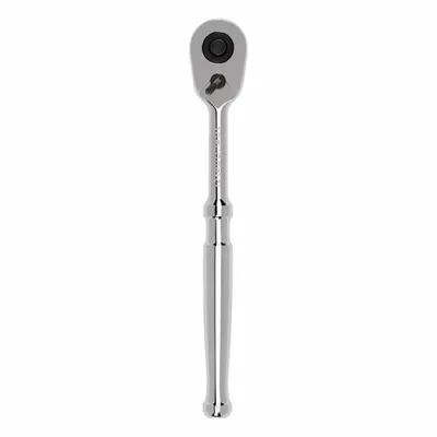 TEKTON Quick-Release Ratchet: Pear, Reversible, 6 in Overall Lg, Polished, 4° Min Arc Swing - Standard-Head Ratchets